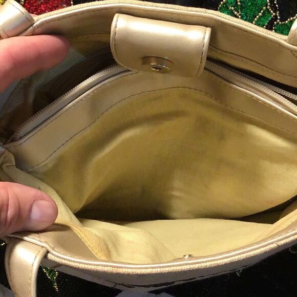 Purse Stitched, elephant embroidery by Marlow, light, staining shown, should cle - Picture 7 of 10